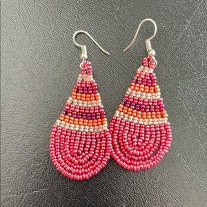 South Africa Handcrafted Beaded Teardrop Earrings. Beautiful African jewelry.
